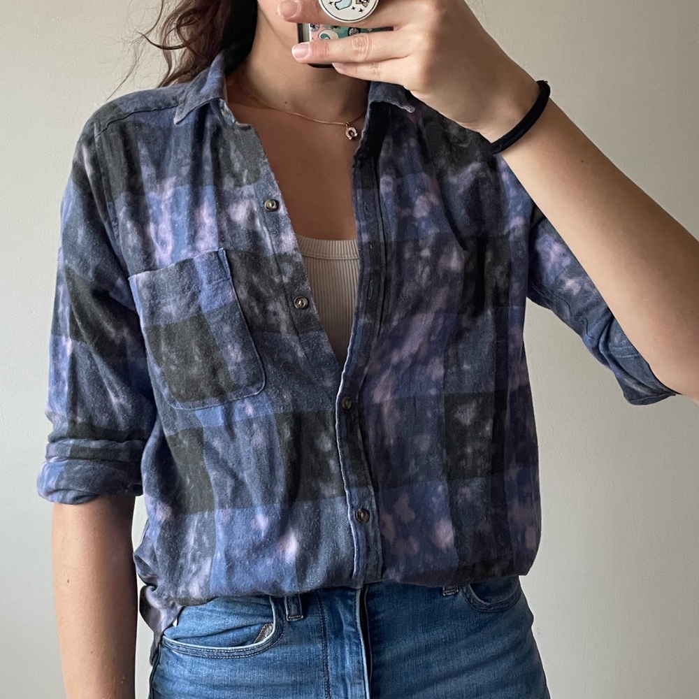 Hollister Acid Wash Plaid Button Up